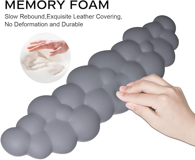 JIKIOU Upgrade Leather Cloud Keyboard Wrist Rest, Cloud Wrist Rest with Non-Slip PU Base, Comfortable Memory Foam Wrist Rest for Computer Laptop Mac Gaming Office and Pain Relief Christmas Wish Gift
