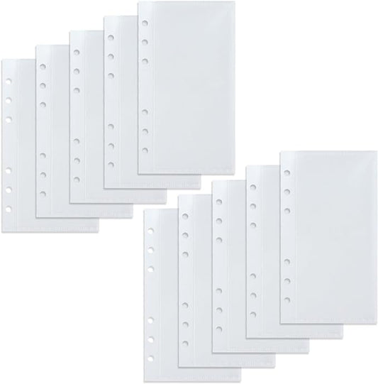 A6 Binder Pockets with No Zipper, Koqye Blue 10 Pcs Plastic Zipless Budget Envelopes, Two Pockets Frosted Cash Envelopes Money Bag for Budgeting, Cash Stuffing (Clear Frosted-2set)