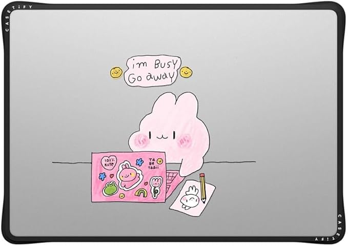 CASETiFY Impact MacBook Air 15" (2023/2024) Case [Enhanced Protective Corner Design/Ventilation Cutouts/Anti-Slip Grip] - I'm Busy - Clear Black