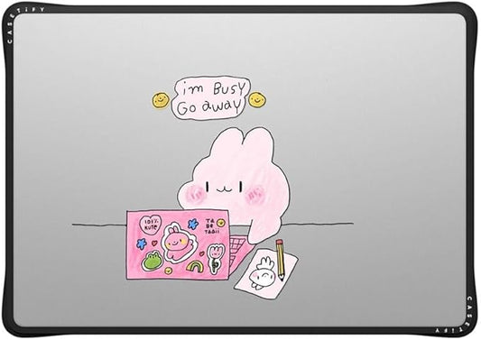 CASETiFY Impact MacBook Air 15" (2023/2024) Case [Enhanced Protective Corner Design/Ventilation Cutouts/Anti-Slip Grip] - I'm Busy - Clear Black