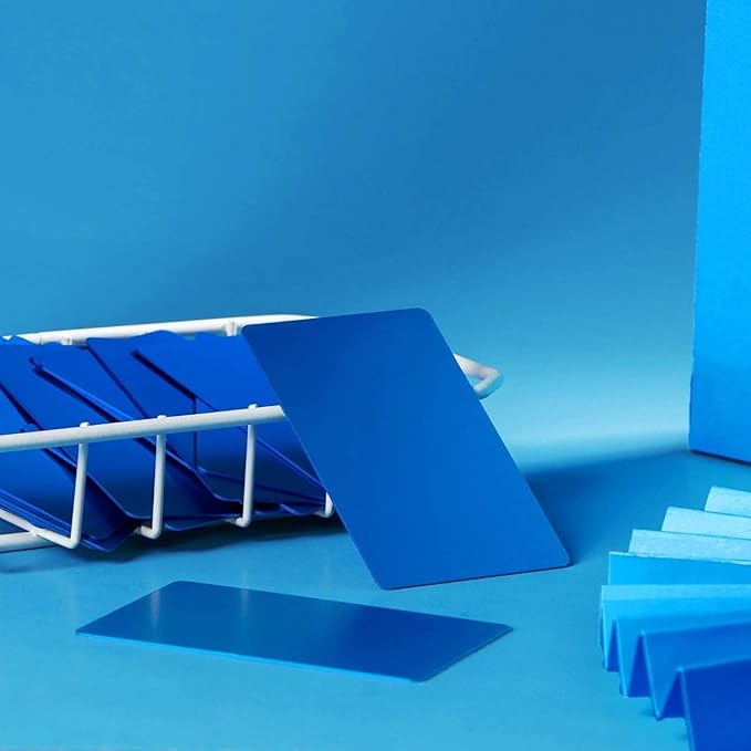 Thick Blue Aluminum Metal Business Cards Anodized Aluminum 86 X 54 X 0.8mm 15 pcs Include Protector Sleeves(Frosted)