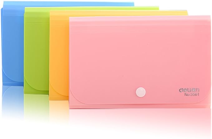 Expanding File Folder, Subdivision Accordion File Folder Mini Organizer PP Wallet for Cards,Coupons,Receipt,Tax Item or Changes,7x4.5 Inches,12 Pockets with Tabs and Check Case(Blue)