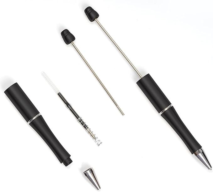 jiebor 20Pcs Black Beadable Pens Plastic Bead Ballpoint Pens Bulk with 50Pcs Black Ink Cute Cool Diy Pens for Journaling Kids Women Students Teacher Graduation Christmas Gift Office School Supplies