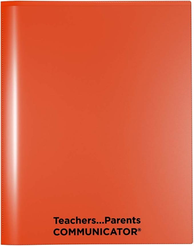 Nicky's Folder® English Communicator, Parent-Teacher Folder, Patented Tear-Resistant, Flexible Plastic, 2 Inside Pockets, 2 Exterior Sleeves, Letter Size Paper, Single Color (24 Pack) (Orange)