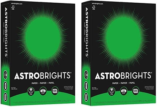 Neenah Astrobrights Color Paper, 8.5” x 11”, 24 lb/89 GSM, Gamma Green, 500 Sheets (21548) (Pack of 2)