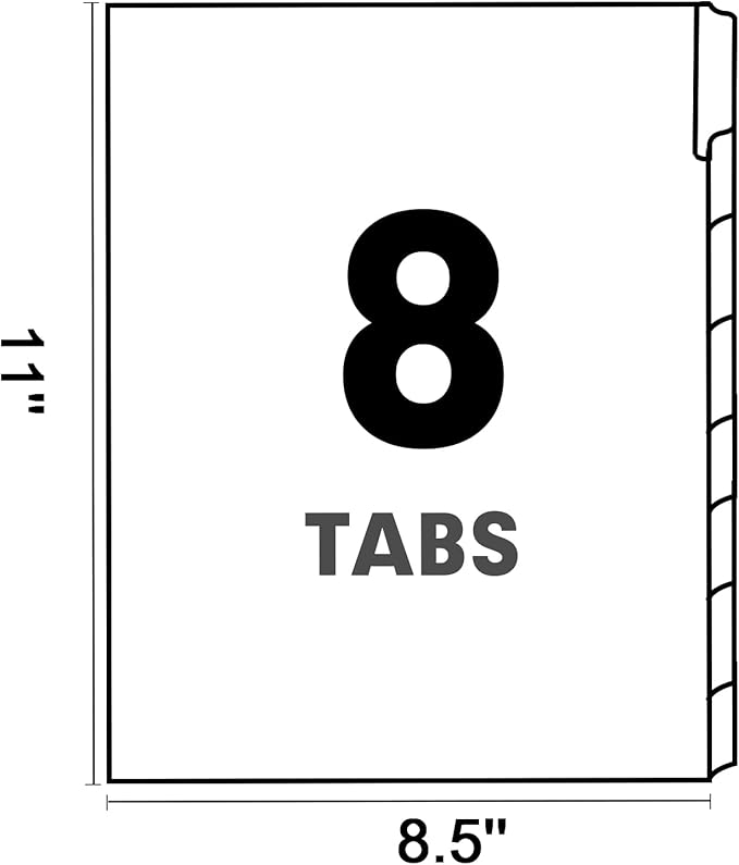 Binder Divider, PANDRI 120 Pack Binder Index White Dividers with 8 Tabs and Sticky Notes, Letter Size Paper Binder Divider for School Office Home Business