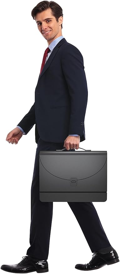 Accordion File Organizer/Expanding File Folder with Handle,13 Pockets Filing Box,Perfect for Desk top Stand/Portabe Document Paper Organizer,A4/Letter Size,Colored Monthly/Blank Tabs,Black Matte