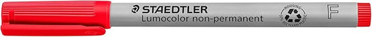 Staedtler Lumograph Non-Permanent Wet Erase Marker Pens, Fine Tip Refillable Colored Marker, Red, 315-2