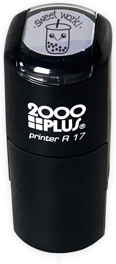 Sweet Work Bubble Tea Themed Stamp / 2000 Plus Self Inking Teacher Boba Drink Stamper / 9/16" Small Black Ink Worksheet School Homework Stamp Made in USA