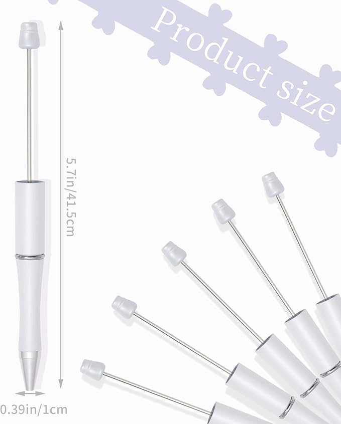 jiebor 30Pcs Beadable Pens Plastic Bead Pen Black Ink Ballpoint Pens Diy Pens Cute Cool Pens for Students Teacher Bridal Journaling Graduation Gift Office School Supplies