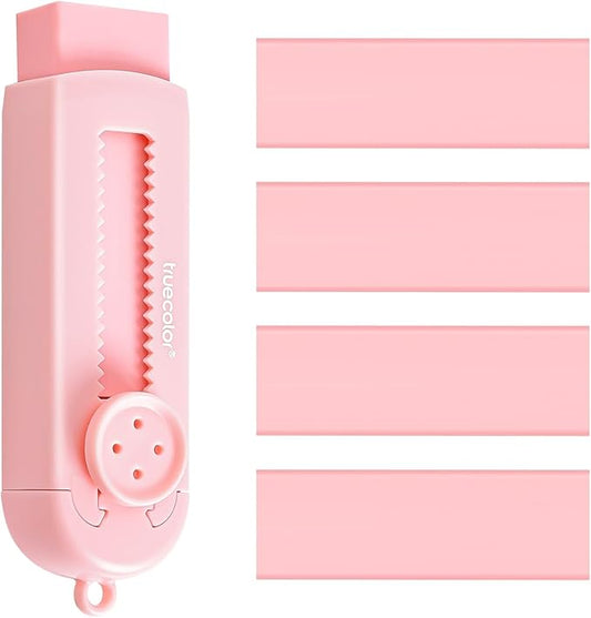 Pencil Erasers,Retractable Erasers for Pencils - 4+1 Pack Rubber Erasers (Pink)