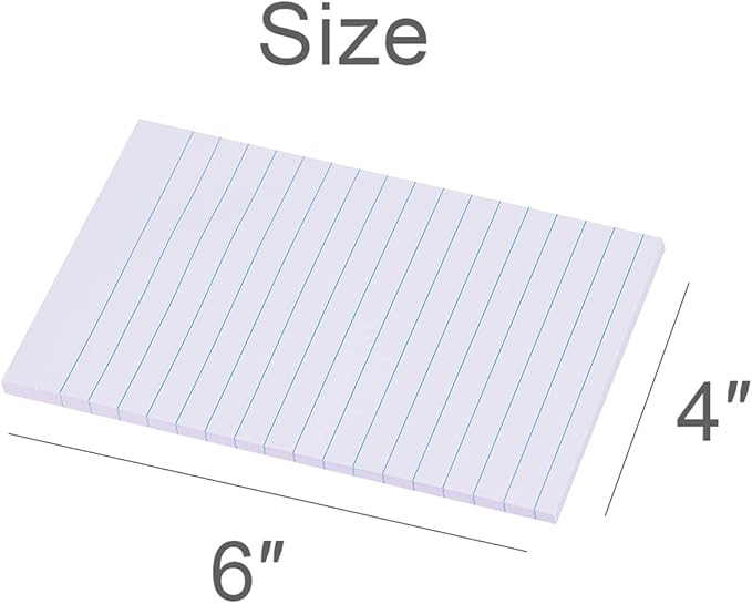 Vanpad Lined Sticky Notes 4X6 in Light Purple Pink Ruled Stickies Super Sticking Power Memo Pads Strong Adhesive, 6 Pads/Pack, 45 Sheets/pad