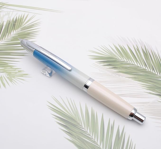 JINHAO 10 Press Fountain Pen, Retractable Metal Pen with Ink Converter (F Nib 0.5mm, Gradient Blue)
