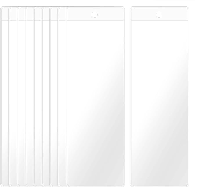 Clear Bookmark Sleeves Penta Angel 10Pcs Plastic Blank Photobooth Frames Vinyl Book Markers Cover Holder with Hole for Students Reading Wedding Valentine’s Gift Party Favor Decoration (10)