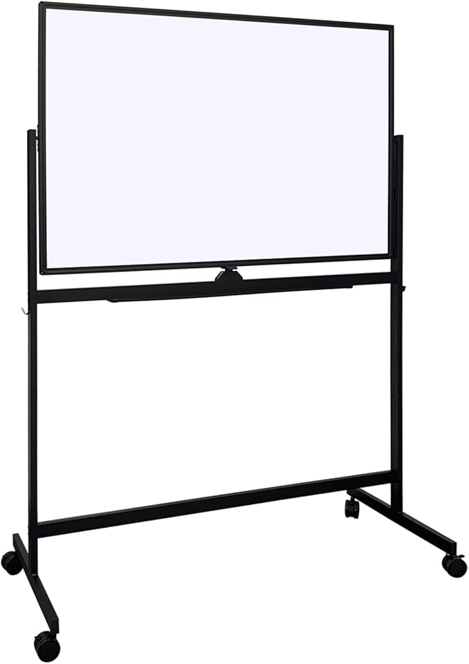 BESTBOARD Mobile Whiteboard 32 x 48 inch Large Height Adjust 360° Rolling Double Sided Dry Erase White Board on Wheels, Portable Easel with Stand for Home Office Classroom (32" x 48" BK)