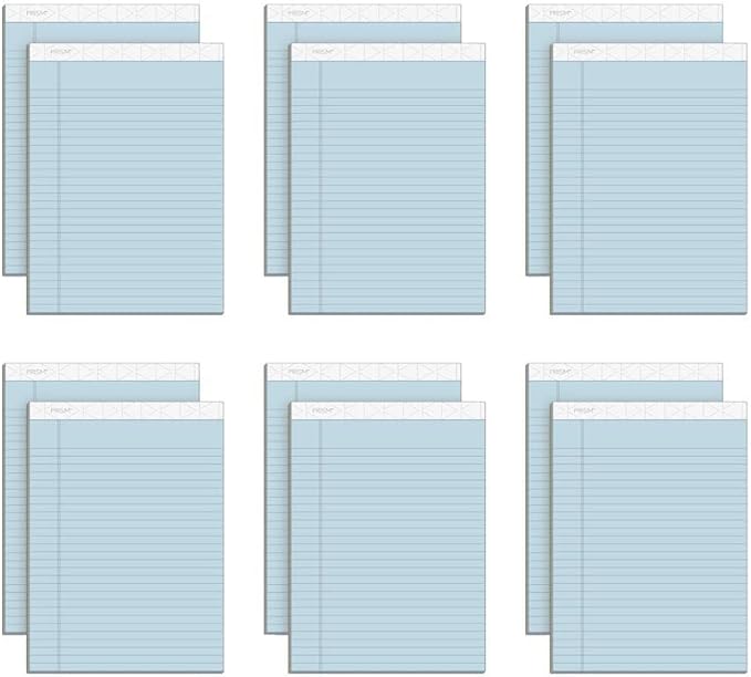 TOPS Prism Writing Pads, 8-1/2" x 11-3/4", Legal Rule, Blue, Perforated, 50 Sheets, 12 Pack (63120)