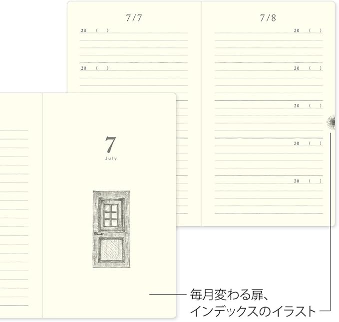 Midori 12396006A Diary, For 5 Year Rows, Door, Black, With Buver