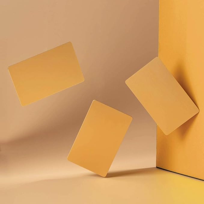 Thick Gold Aluminum Metal Business Cards Anodized Aluminum 86 X 54 X 0.8mm 15 pcs Include Protector Sleeves(Frosted)