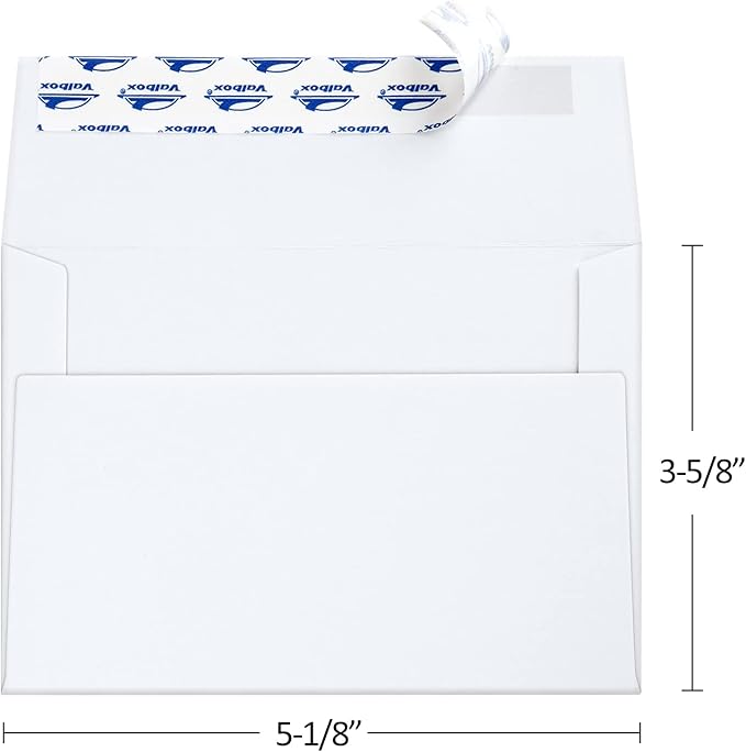 ValBox A1 Invitation Envelopes 100 Qty - 3.5 x 5" White Envelopes Self Seal for Invitations, Wedding, Baby Shower, Small Gift Cards, Thank You Notes, RSVP - 5.125 x 3.625 Inches