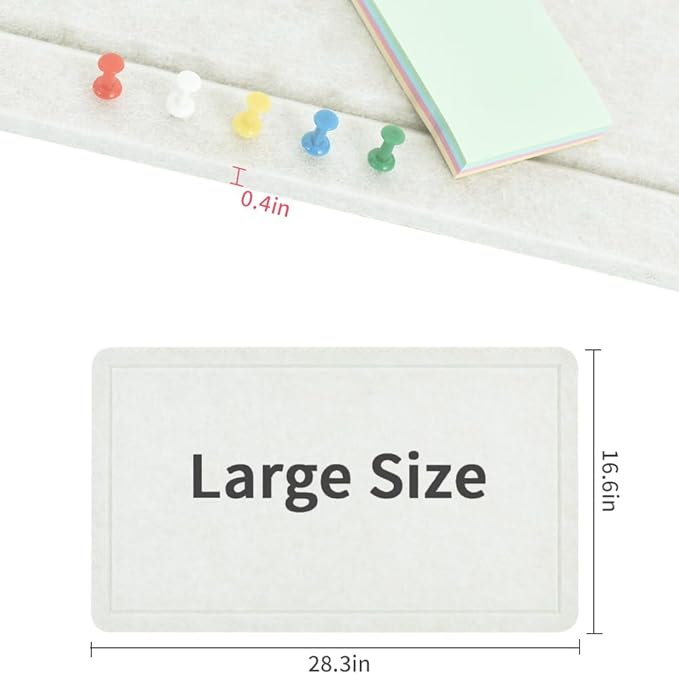 Vuzvuv Beige White 28"x16" Large Cork Board with 50 Push Pins & Sticky Notes, Self-Adhesive Bulletin Board No Damage for Wall, Felt Pin Board for Paste Notes, Photos, Schedules Offices Home