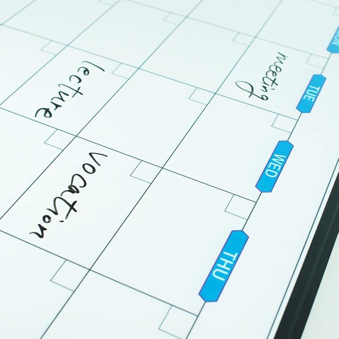 JILoffice Large Dry Erase Calendar Whiteboard - Magnetic White Board Calendar Monthly 60 X 40 Inch, Black Aluminum Frame Wall Mounted Board for Office Home and School