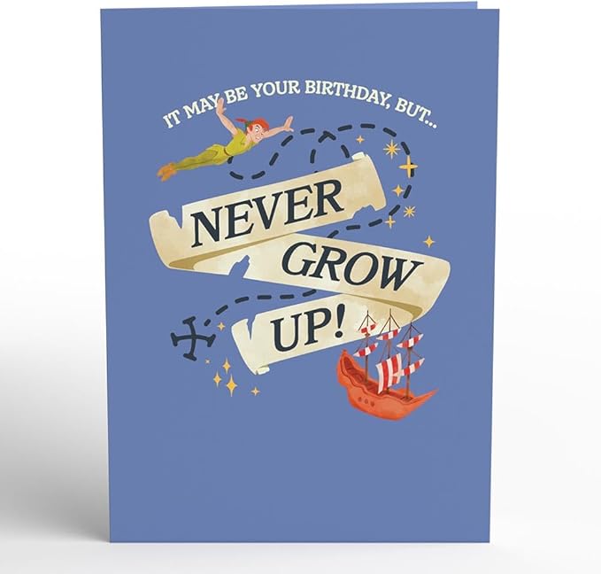 Lovepop Happy Birthday Pop-Up Card for Her and Him- 3D Disney Birthday Greeting Cards for Boys, Girls, Men, Women - Neverland Birthday - 5" x 7" Card - Blank Note Card & Envelope Included