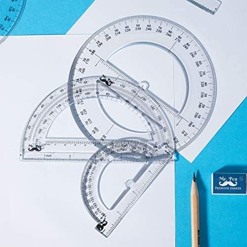 Mr. Pen- Protractor, 9 Pc Protractor Set, Protractor Ruler, Drafting Tools, Circle Protractor, Protractor for Kids, Protractors Classroom Set, Large Protractor, Protactor 360 Degree, Math Geometry Set