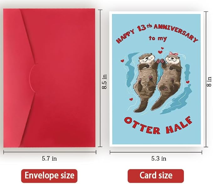 Romantic 13th Anniversary Card for Wife, Husband,Boyfriend,Girlfriend,Funny 13 Year Anniversary Card for Him Her,Gifts Idea for Dad Mom Couple Wedding Anniversary