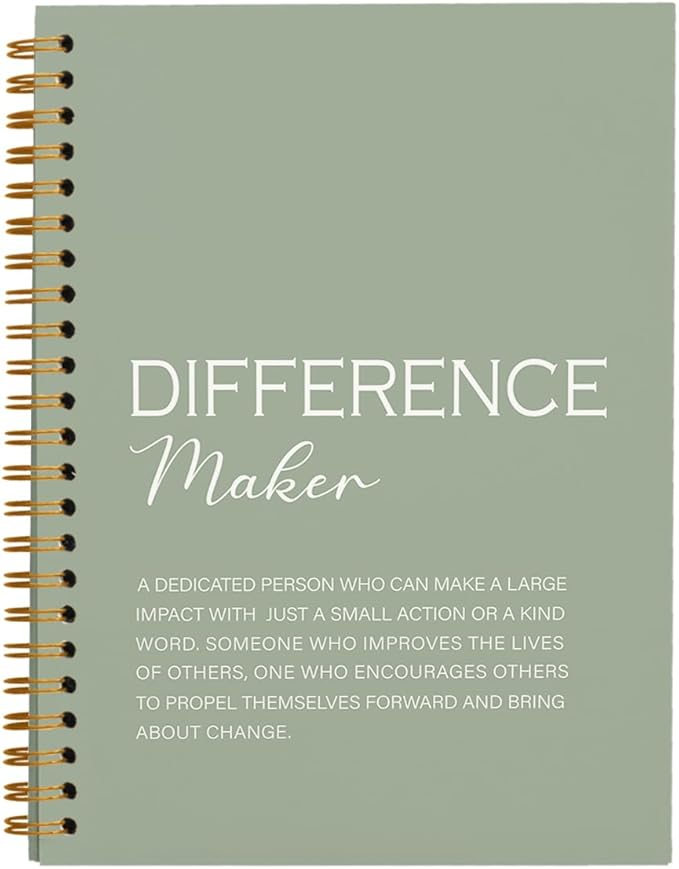 Difference Maker Gift, Difference Maker Definition Spiral Notebook Journal, Motivational Notebooks, Thank You Gifts for Women Men Teacher Coworkers, Hardcover Spiral Notebook 5.5x8.3(Green)