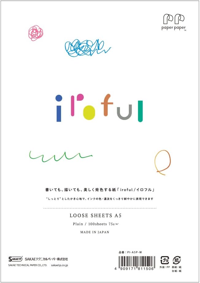 iroful 75 gsm Loose Sheet, 8.27" x 5.85", 100 Sheets/Pack, Unruled, White, 1 pack (PI-A5P-W)