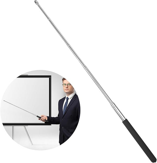 Retractable Teacher Pointer 𝟑𝟗.𝟓'', Pointer Stick with 𝗦𝘁𝘆𝗹𝘂𝘀 Smooth Sensitive Tablet Pen Stylus Pen, Teacher Coach Presenter Pointer Black
