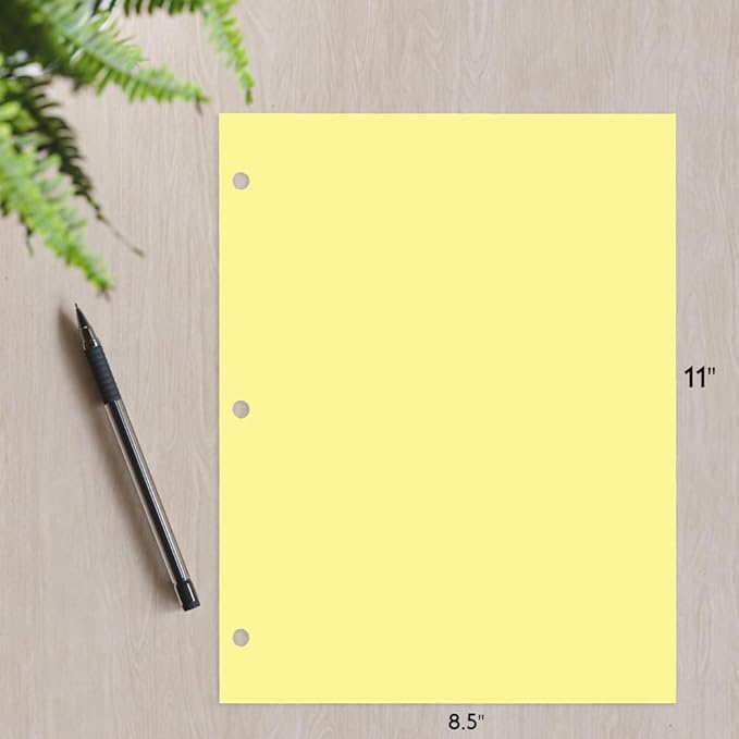 Copy And Printing Color Paper, 20 Lb. 3 Hole Punch 500 Sheets Per Ream. (Canary)
