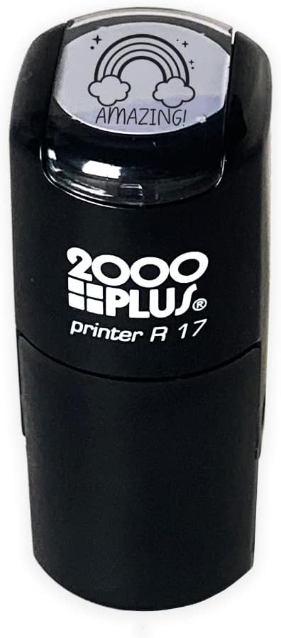 Amazing Magical Rainbow Stamp / 2000 Plus Self Inking School Teacher Reward Stamper / 9/16" Small Black Ink Homework Worksheet Grading Stamp/Made in USA