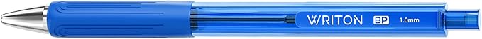 Writon Retractable Ballpoint Pens, Triangle Grip and Barrel, 1.0mm Medium Point, Blue Ink, 12 Pack