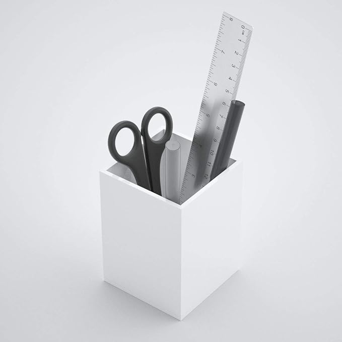 NIUBEE White Acrylic Pen Holder 4 Pack, Desktop Pencil Cup Stationery Organizer for Office Desk Accessory