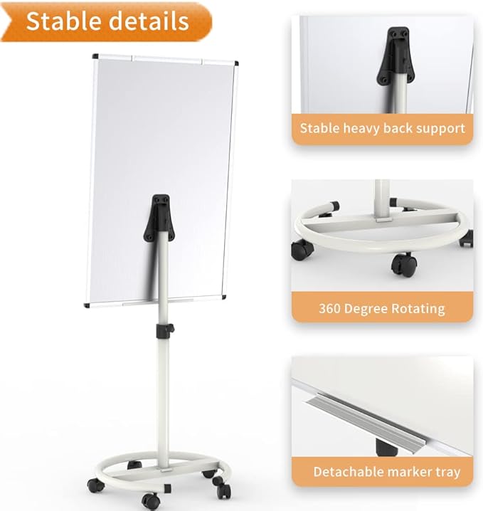 VIZ-PRO ECO Magnetic Mobile Whiteboard, 36 X 24 Inches, Easel Flipchart Stand Rolling Dry Erase Board with Paper Pads