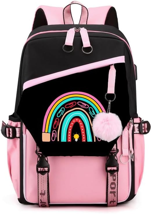 Teacher Backpack for Women, 16.5 Inch Laptop Backpack With USB Charging Port Large Capacity Travel Backpack,Waterproof Carry on Work Bags,Pink