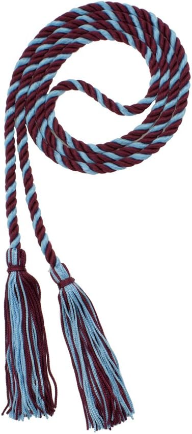 Tassel Depot Graduation Honor Cord - Maroon/LT Blue - Every School Color Available - Made in USA