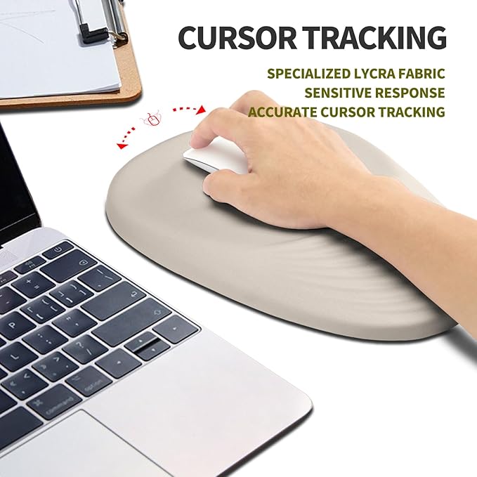 Hokafenle Ergonomic Mouse Pad Wrist Support, Terraced Slope Carpal Tunnel Wrist Pad for Mouse with Unibody Memory Foam, Wrist Rest Pain Relief Mousepad (Apricot, 11.8x7.9 in)