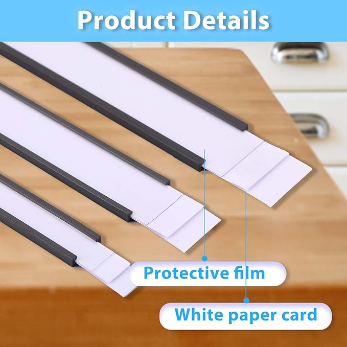 Eeoyu Magnetic Label Holders with Magnets Magnetic Data Card Holders with Clear Plastic Protectors for Metal Shelf, Whiteboard, Set of 30 (1 x 8 Inch)