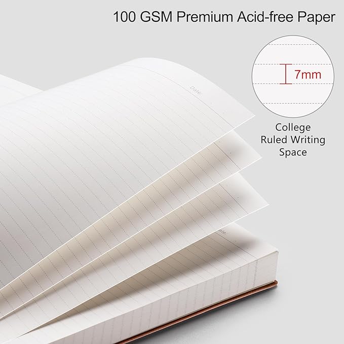 RETTACY Journaling Notebooks, A4 Lined Notebook Journal with 320 Pages, 8.5" × 11", Large Size, Notebook Journal for Work, School, Writing, Leather Softcover, 100 GSM Thick Paper (Light Blue)