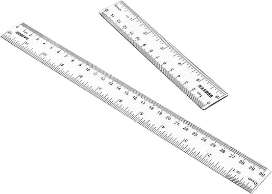 Plastic Rulers, 6 Inch Ruler, 12 Inch Ruler, Clear Ruler with Centimeters and Inches, Straight Plastic Ruler Set for Students School and Office