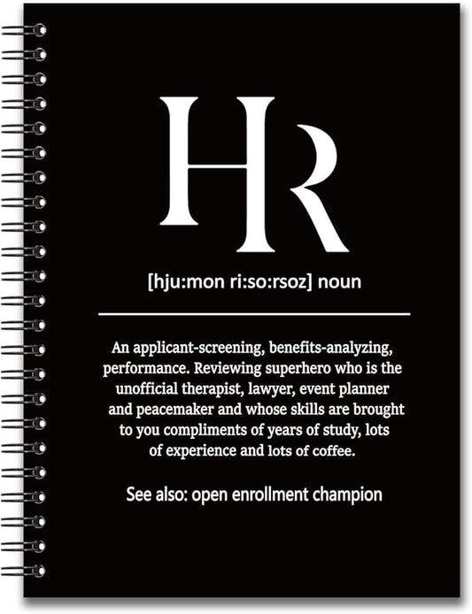YAZMEEN Human Resources Blank Spiral Notebook（160 Pages） HR Definition Hardcover Sketchbook HR Appreciation Gift Human Resources Notebook Gift Funny Birthday Gift for HR Employee Colleague Manager