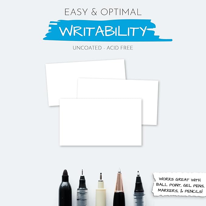 Home Advantage 3x5 Blank Index Cards - Our 50 Pack of Blank Note Cards Use Heavy Duty Cardstock to Make Them Bleed Proof - These Plain Index Cards Make Great Greeting Cards, Recipe Cards & Flash Cards