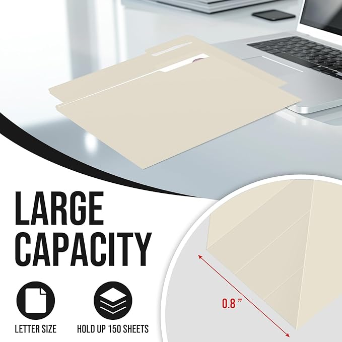 File Folders,IntoJoy 120 Pack Colored File Folder Letter Size, 1/3 Cut Tab Filing Folders for Office School Business File Document Organization,Manila