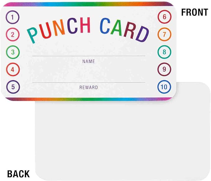 Teacher Punch Cards 200 Pack (3.5 x 2 inch) - Incentive Behavior Reward Card for Students