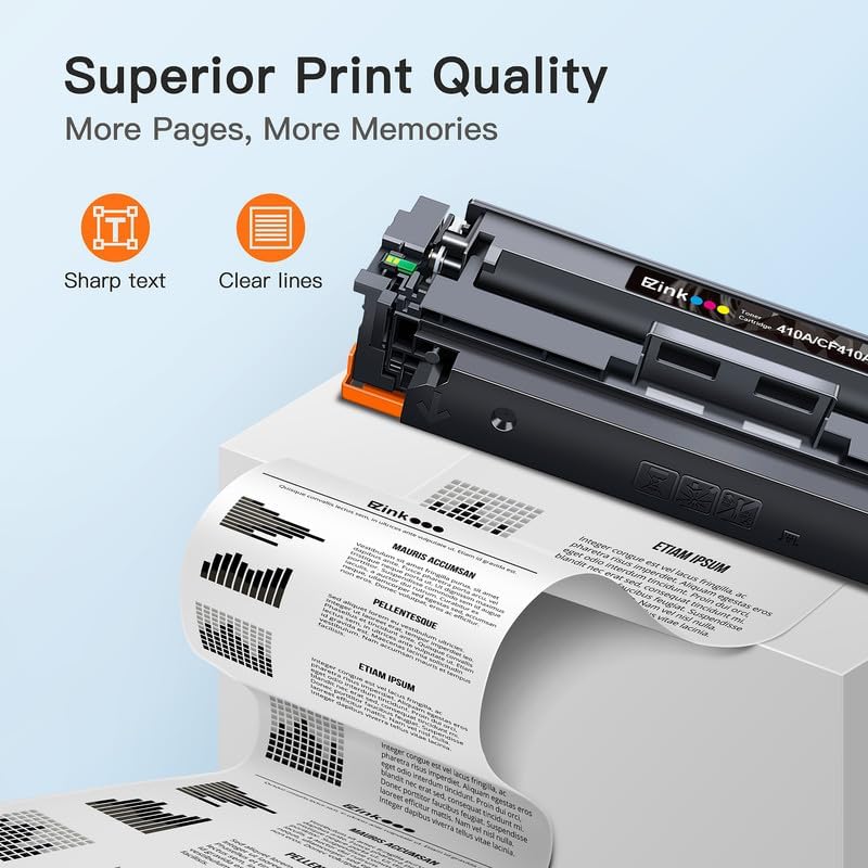 E-Z Ink 410A Toner Cartridge High Yield Replacement for HP 410A CF410A 410X CF411A CF412A CF413A for HP Color Laserjet Pro MFP M477fnw Toner M477fdw M477fdn M452dn M452nw M477 Printer (4-Pack)