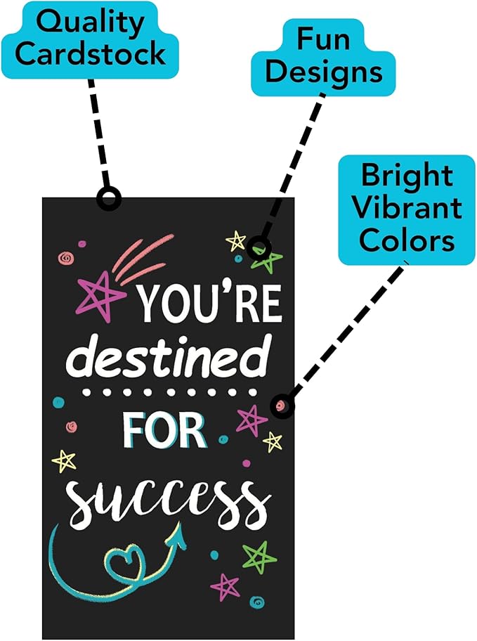 Iconikal Inspirational, Motivational, Gratitude, Appreciation, Kindness & Encouragement Sayings Mini Quote Cards, Blank Back, 200-Count