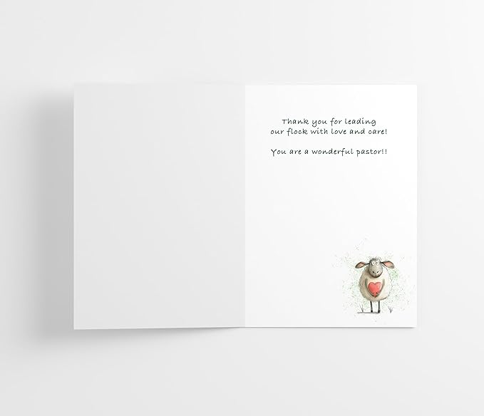 M Market On Mainstreet Pastor Cards, 5x7 inches, Single Card with Envelope, Made in USA (Sheep Appreciation)