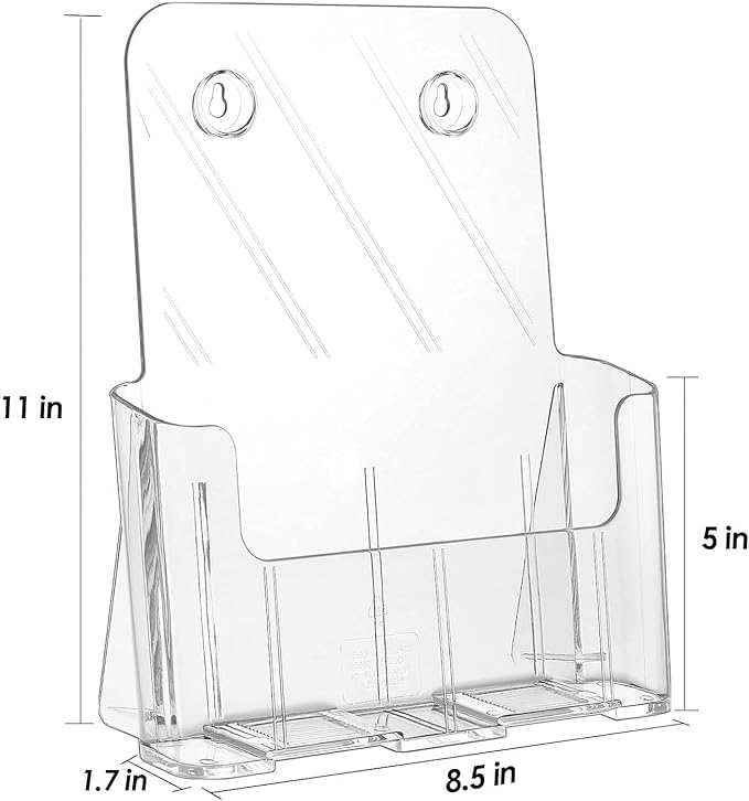 KTRIO Acrylic Brochure Holder 8.5 x 11 inch, Plastic Acrylic Literature Holders Clear Flyer Holder Rack Card Holder, Magazine, Pamphlet, Booklet Display Stand Trifold Holder Desk or Wall Mount 4 Pack